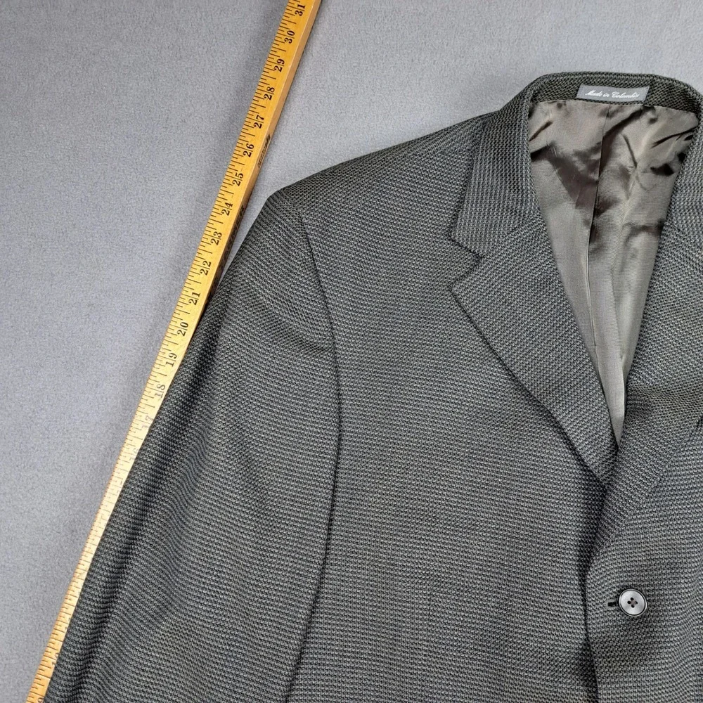 Oscar De La Renta Tweed Wool Sport Coat 46R Gray Men Blazer Jacket Single Breast